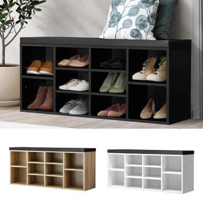 $75.59 • Buy Oikiture Shoe Bench Shoe Storage Cabinet Shoe Rack PU Padded 10Pairs