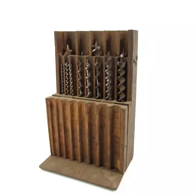 Vintage  Complete 13 Pc Set Wood Box Auger Hand Drill Brace Bits • $49.95