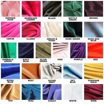 100% Cotton Velveteen In 25 Colours For Curtains Dresses Toys Theatre Cushions • £1.50