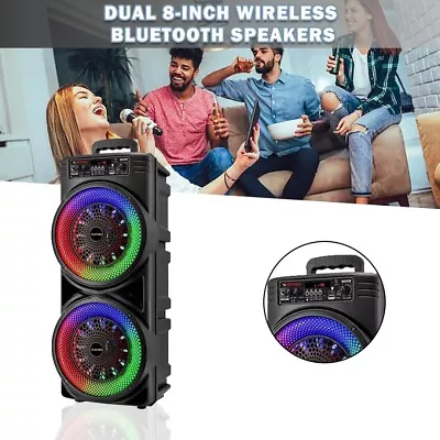 Dual 6.5'' Rechargeable Speaker Karaoke Audio System With Party Light Remote C • $19.29