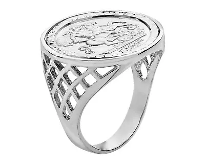 Sterling Silver Sovereign Coin Ring - ALL SIZES Inc Large - St George - Men's • £24.95