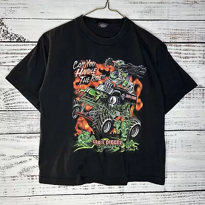 Vintage Monster Truck Monster Jam Grave Digger Graphic T-Shirt Youth Kids Medium • $19.99