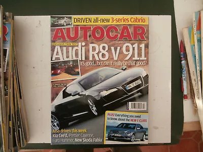 $2.47 • Buy Autocar 2007.Road Test Cee'd CDRi..XKR.BMW 3.. F1 Starts. Audi R8 V 911