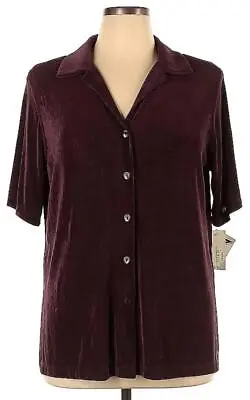 Nwt $152 New Vikki Vi 0x Xl Currant Dusty Plum Camp Shirt 48 Bust Acetate Lycra • $49.97