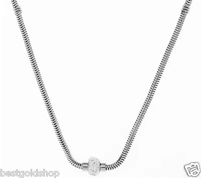 QVC 18  Steel By Design Crystal Stationed Snake Chain Necklace Stainless J287808 • $32.41