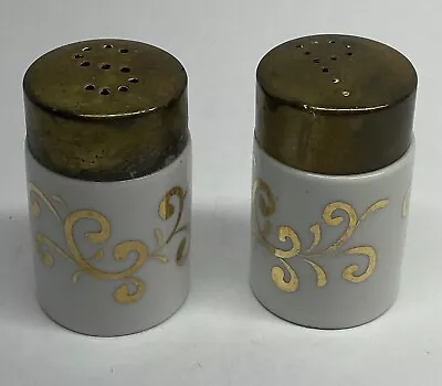 Vintage I.W. Rice & Co. Hand-Painted Gold Tone Vine Salt & Pepper Shakers 2  • $7