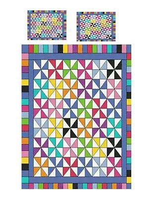 Miniature Dollhouse Pinwheel Quilt Top Computer Printed Fabric & 2 Pillows  • $9.88