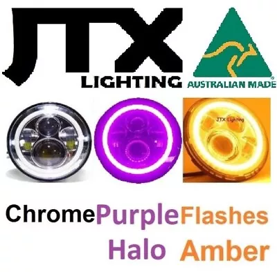 JTX 1pr 7  CHROME LED Headlights PURPLE Ford Bronco F100 F150 F250 F350 Pick Up  • $474