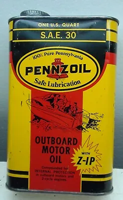 Vintage Pennzoil Outboard Boat Marine Motor Oil Metal One Quart Oil Can • $70