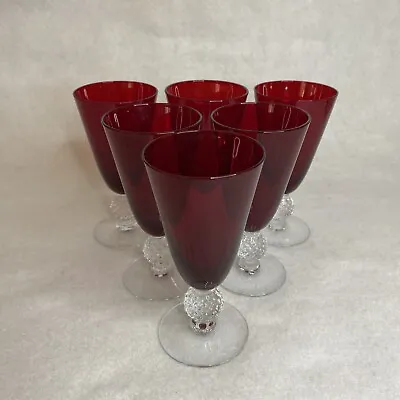 6 MCM Morgantown Spanish Red Elegant Glass Crystal Golf Ball Cordial Glasses • $70