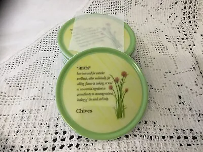 Set Of 6 Melamine Coasters Themed Herbs Chives Green • £21