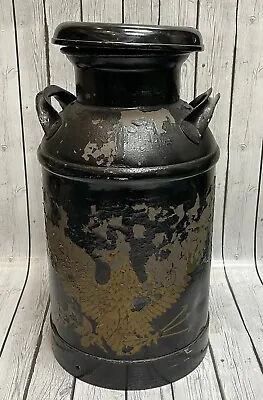 Antique Vintage Large Farmhouse Dairy Metal Milk Can With Lid Display Prop Paint • $40