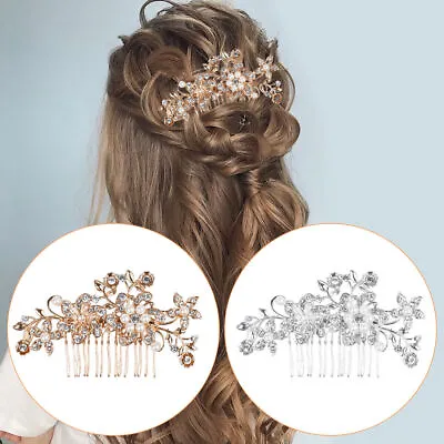 £3.93 • Buy Flower Hair Pins Wedding Bridesmaid Crystal Diamante Pearls Bridal Clips Comb