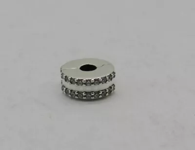 Genuine Pandora Double Lined Pavé Clip Charm 798422C01 New • £28