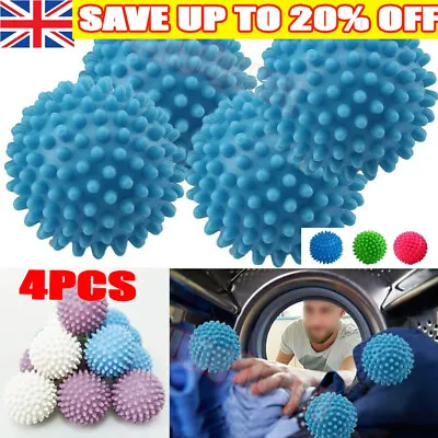 4x REUSABLE TUMBLE ECO DRYER CLOTHES SOFTENER WASHING MACHINE BALLS PLASTIC • £5.69