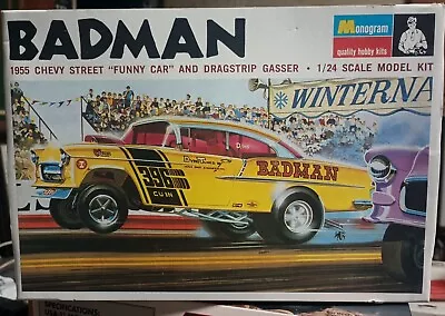 MONOGRAM BADMAN 1955 Chevy FUNNY CAR And Drag Strip Gasser KIT 1997 NEW Open Box • $0.99