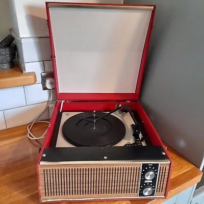 ULTRA  RECORD PLAYER 6040 RED  PLAYS 16/33/45/78  Turntable Vintage Working.  • £75