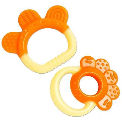 £2.99 • Buy Baby's First Teether Set ~ Orange Or Purple Teething Ring Chew Boys & Girls Gift