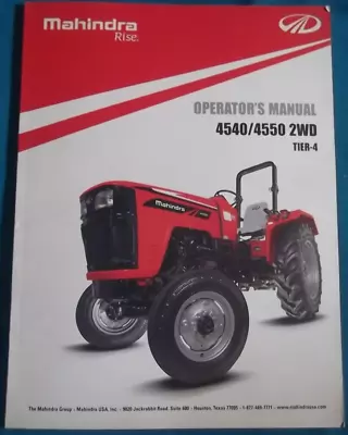 Mahindra 4540 4550 2wd Tier 4 Tractor Operation & Maintenance Manual Book • $69.99