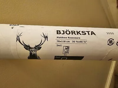 IKEA BJORKSTA Whitetail Buck Fabric Poster Matthew Roseveare 30 3/4 X 46  NEW • $28.50