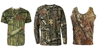 Mens Jungle Print Short & Long Sleeve T-Shirt Vest Camouflage Regular Plus Size • £5.49
