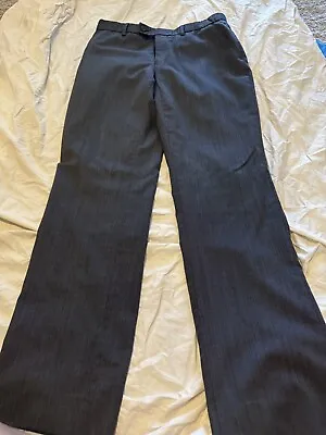 Men's Black Tuxedo Dress Pants 70% Wool/30% Poly Flat Front Adjustable Waist • $10.99