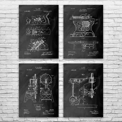 Woodworking Patent Posters Set Of 4 Garage Decor Carpentry Decor Carpenter Gifts • $42.95