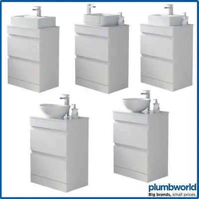 Bathroom Basin Wash Sink Vanity Unit Countertop Floor Standing White 600mm 800mm • £239