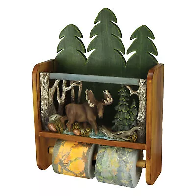 Rivers Edge Products Magazine Rack And Toilet Paper Roll Holder 2 TP Rolls Moose • $25.47