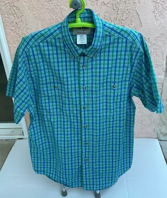 Mens Wrangler Rugged Wear Plaid Short Sleeve Shirt XL • $10.99