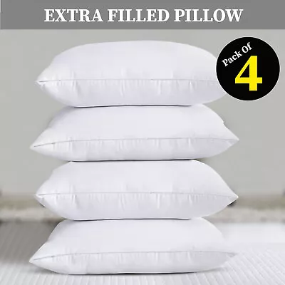 Bounce Back Pack Of 2 Bed Pillows Stripe Memory Foam Firm Deluxe Quilted Pillows • £4.99