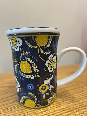 Vera Bradley Ellie Blue Coffee Tea Cup Mug With Matching Lid/cover • $17.99