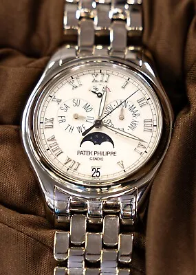 Patek Philippe Annual Calendar 18K White Gold 36 Mm Moon Phases Watch 5036/1G • $37500