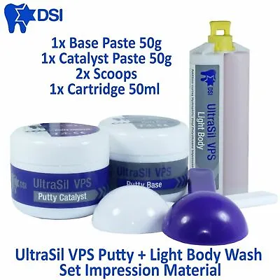 DSI UltraSil VPS Dental Putty Impression Material Set Putty 100g + 50ml Wash • $24.99