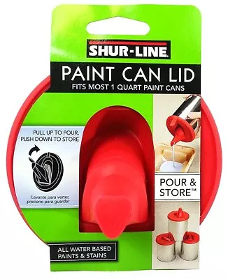 1 Quart PAINT CAN LID W/ Store & Pour Spout RED Silicone Sure SHUR-LINE 2007064 • $28.33