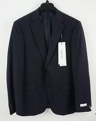 New Calvin Klein Malbin Men's 42R Slim Navy Blue Stretch Wool Pinstripe Blazer • $64.99