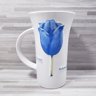 Mulberry Home Collection Blue Tulip 16 Oz. Ceramic & Porcelain Coffee Mug Cup • $18