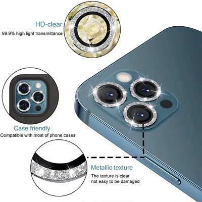 £5.99 • Buy New Luxury Colour Faux Diamond Camera Lens Protection Covers For IPhones 11-14