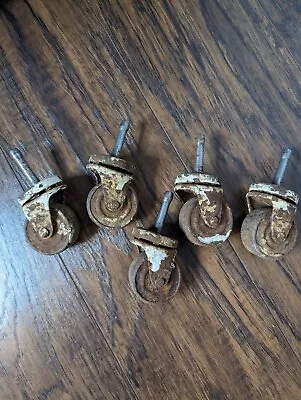 Vintage Furniture Caster  Wheels Lot Of 5 • $19.99