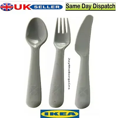 Children Colour Plastic Cutlery Set For KIDS Boy Girl IKEA Spoon Knife Fork • £3.29