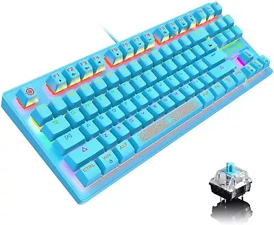 87 Keys Wired  Mechanical Gaming Keyboard RGB LED Backlit USB Blue Switches TKL • $37.79