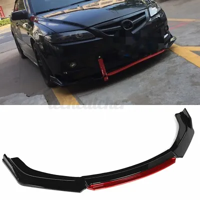 Front Bumper Lip Body Kit Spoiler Splitter Black+Red For Mazda Speed3 6 RX CX MX • $37.79