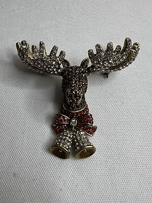 HEIDI DAUS  Magnificent Moose  Reindeer Christmas RARE CRYSTAL PIN/BROOCH • $134.99