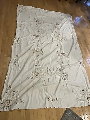 RARE Vtg 6ft X 8ft Tablecloth Ivory • $94.91