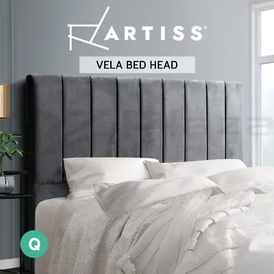 $134.95 • Buy Artiss Bed Frame Headboard QUEEN Size Bed Head Velvet Bedhead Base VELA Grey