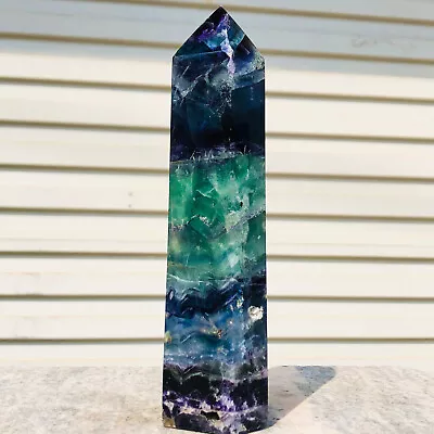 1.83lbNatural Beautiful Color Fluorite Crystal Obelisk Quartz Healing Wand Point • $12.50