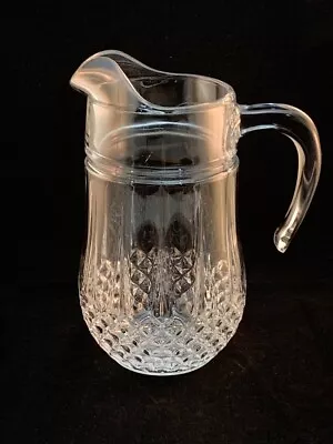 Vintage American Cut Glass Crystal Water Pitcher Diamond Design • $19.95
