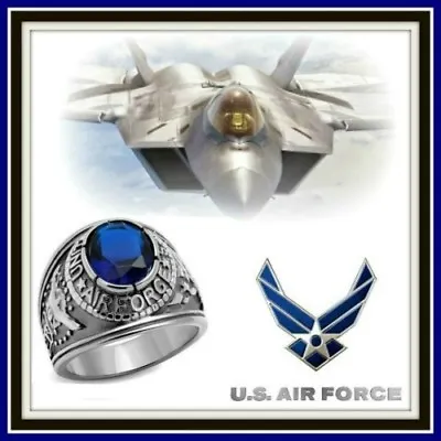 Sale  United States Air Force  Men's Stainless Steel 316L Sapphire Ring  12 • $15