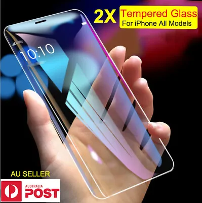 $4.13 • Buy 2X Tempered Glass Screen Protector For IPhone X MAX XR 7 8 11 12 13 14 Pro Max