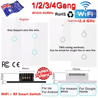 WiFi Switch Smart Home Touch RF Light Wall Panel For Alexa For Google 1/2 Gang • $18.55